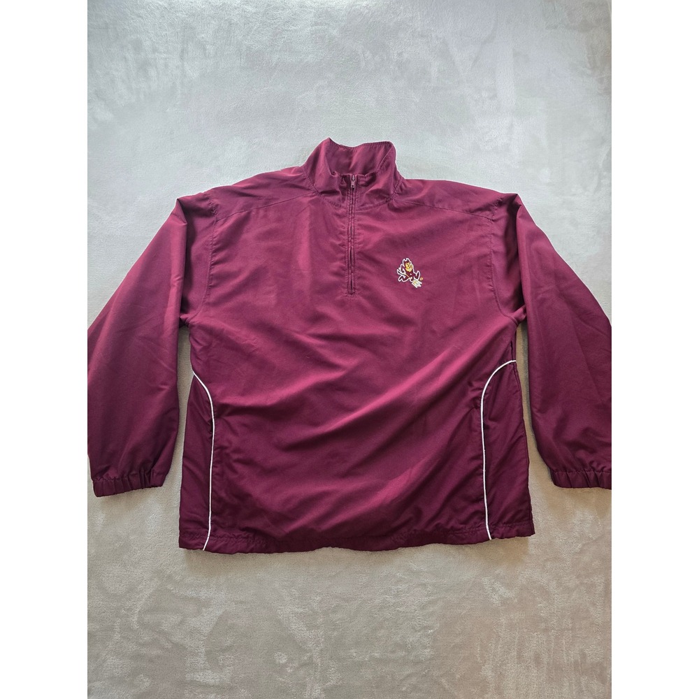 Arizona State Sun Devils Jacket Mens XXL 2XL‎ Red Half Zip Pullover Campus Drive